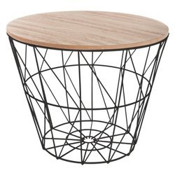 Áttört szerkezetű kávézóasztal, fa huzallal , funkcionális és könnyen mozgatható asztal.